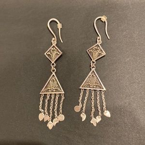 Vintage Sterling silver long dangle earrings